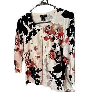 WHBM Stunning Floral Sparkle Cardigan Like New
